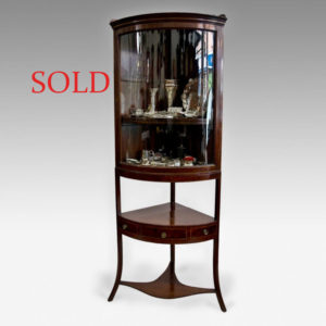 Inlaid mahogany corner display cabinet